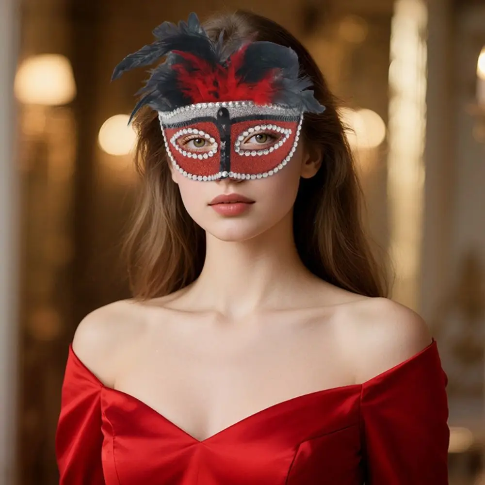 

Funny Half Face Halloween Masquerade Mask Party Costume Props Feather Phoenix Tail Feather Mask Headcover Cosplay Feather Mask