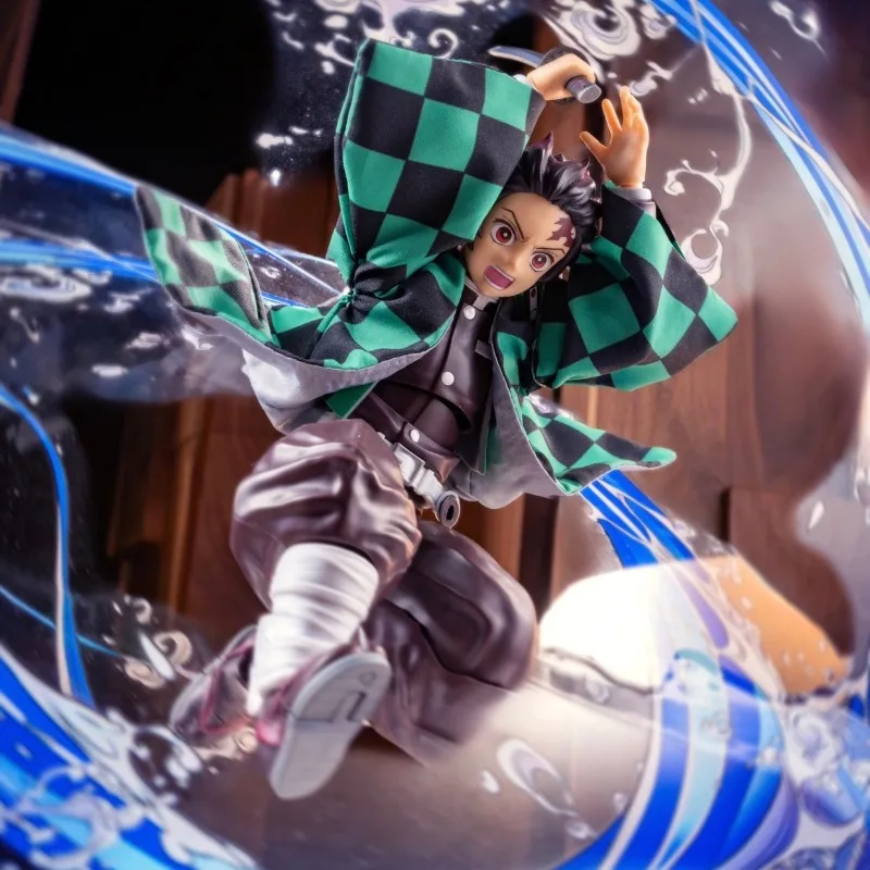 1/12 Scale Demon Slayer Kamado Tanjirou Green Grid Cloak Kimono Dolls Clothes Model Fit 6