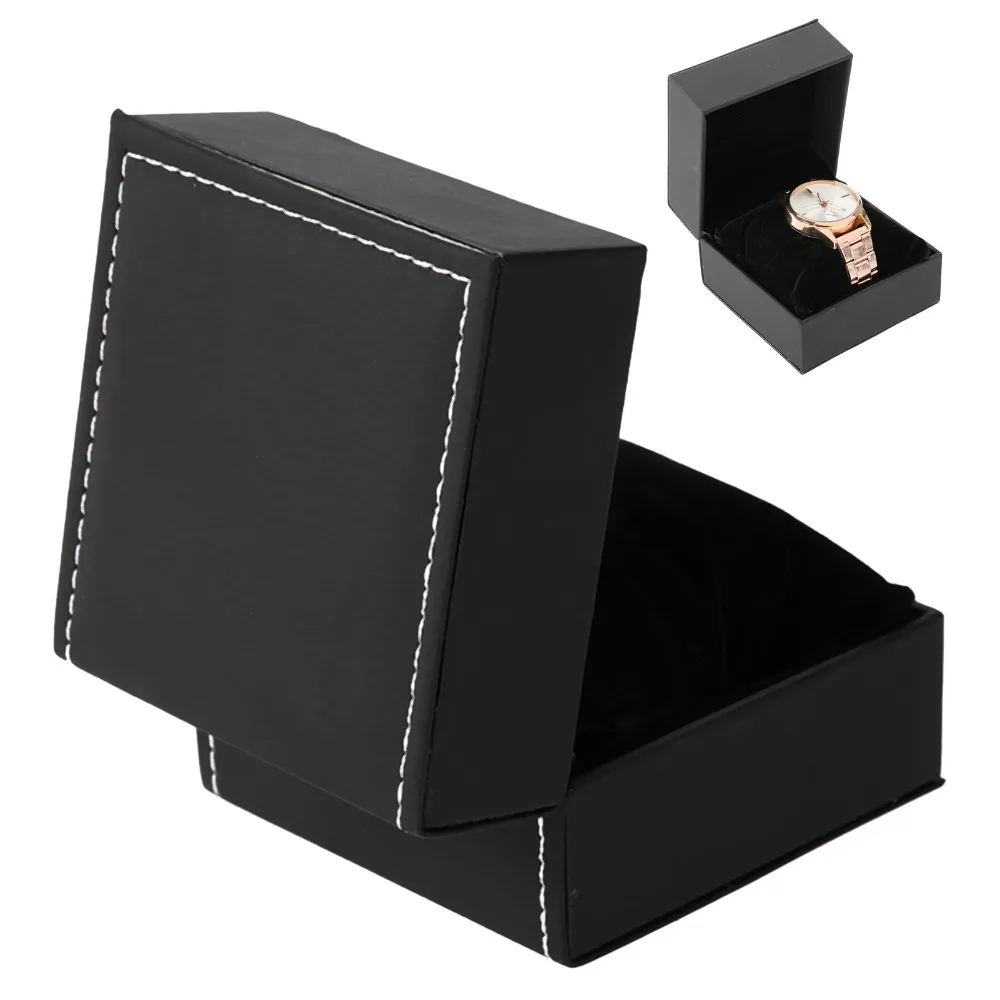 Elegant PU Leather Watch Holder Cushion Included Removable Pillow Watch Box Matte Black Watch Display Case Birthday Present