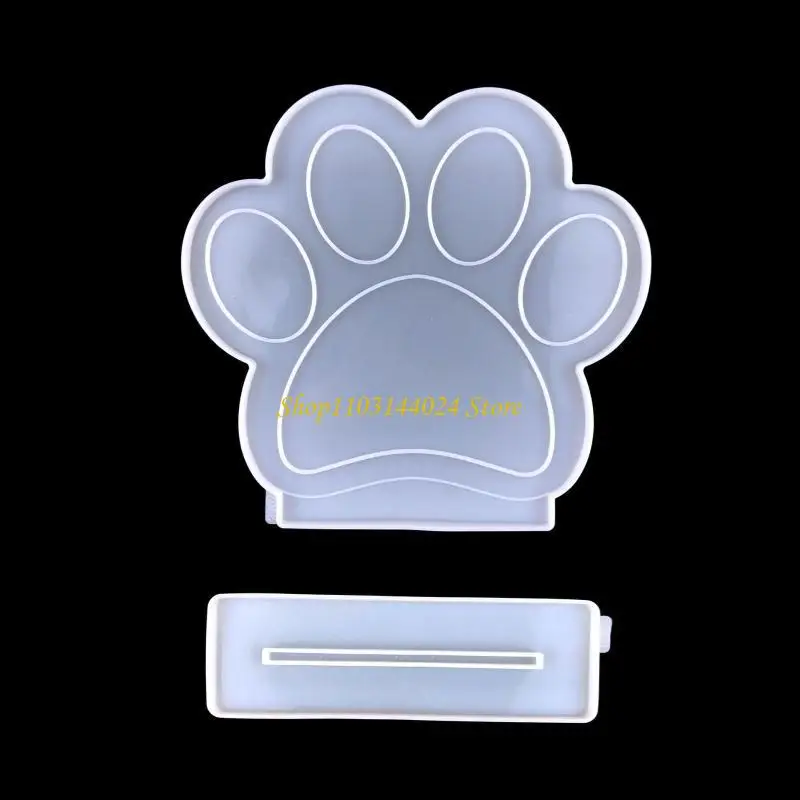 N5KE Photo Frame Decorative Resin Molds Including Dog Paw Photo Frame Ornaments Silicone Mold with Bracket Pendant Crafts