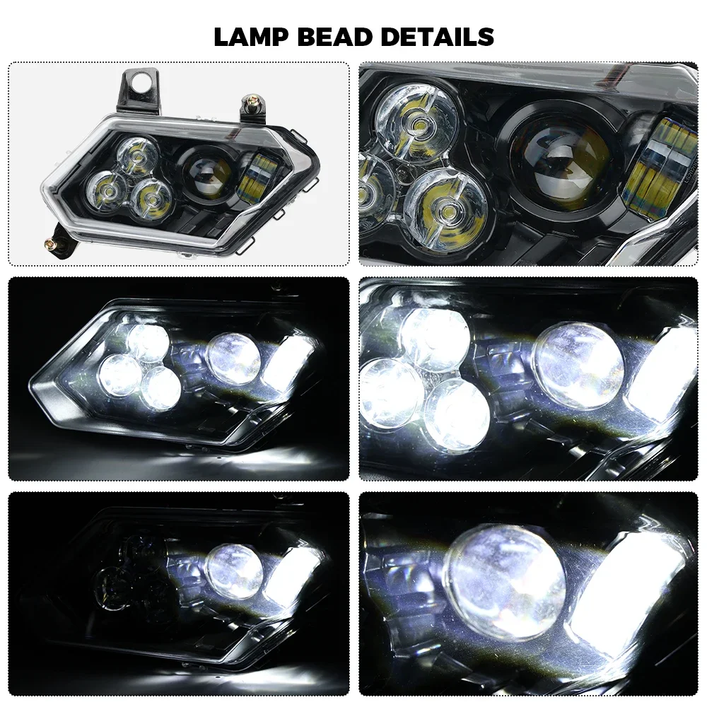 UTV LED Headlights Assembly Head Lamp & Cover High/Low Beam for Can-Am Maverick X3 Max R RR XDS XRS Turbo DPS 4x4 2017-2021