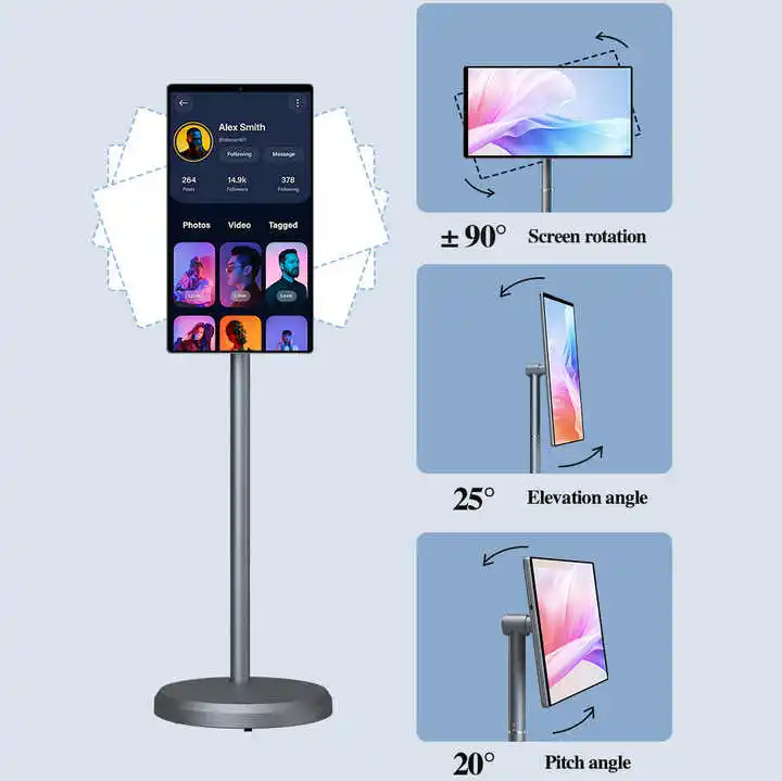 32 Inch Smart HD Video Vertical Display Player Android 12 1920*1080 Resolution Remote Control Floor Stand Mobile Tv WiFi