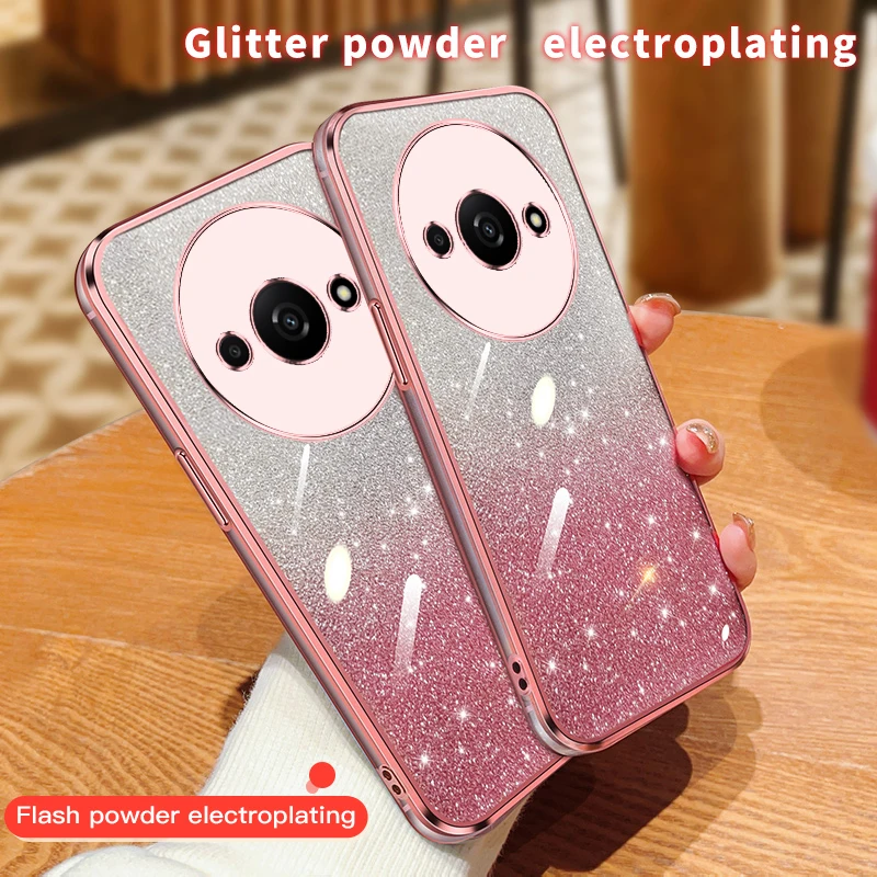 6D Plating Glitter Case for Xiaomi Redmi A3 Luxury Soft Silicone Protection Full Camera Cute Phone Cover XiaomiRedmiA3 Coque