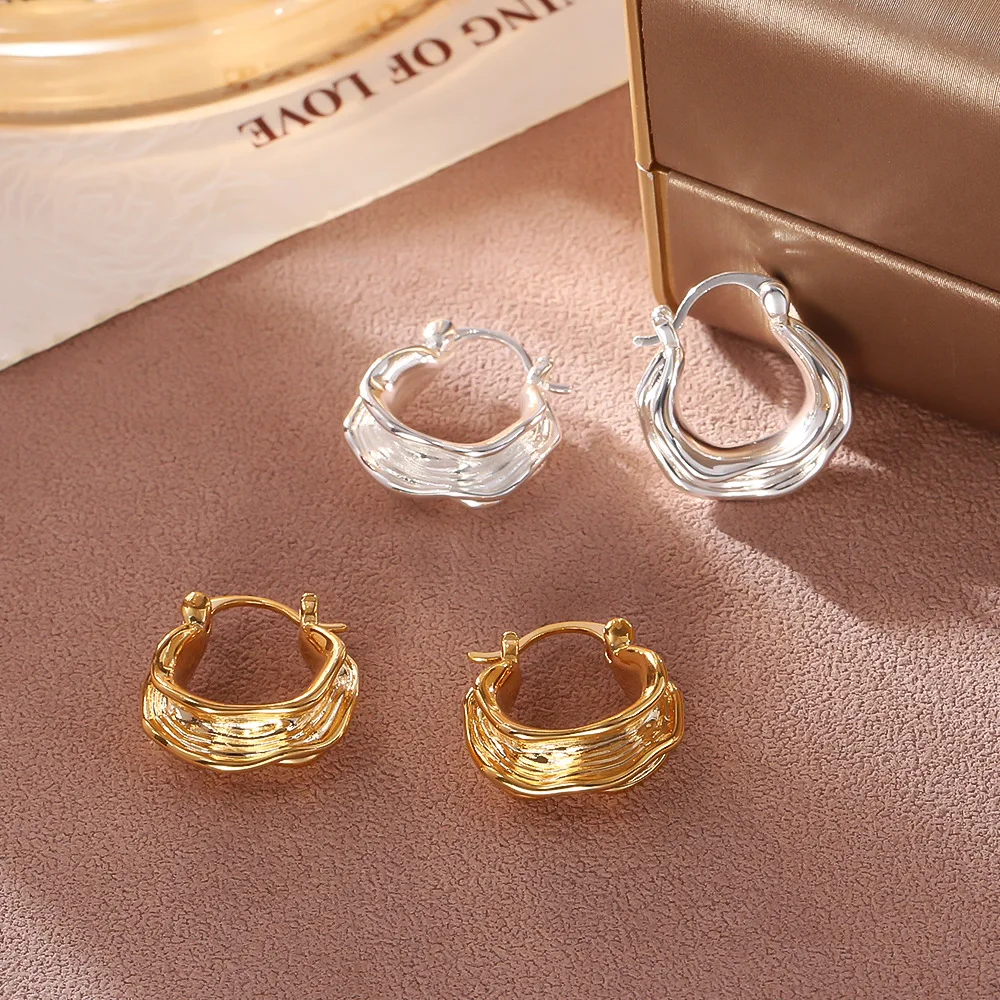 

Fashionable and exquisite textured earrings, high-end cool style geometric hoop earrings, niche design personalized earrings