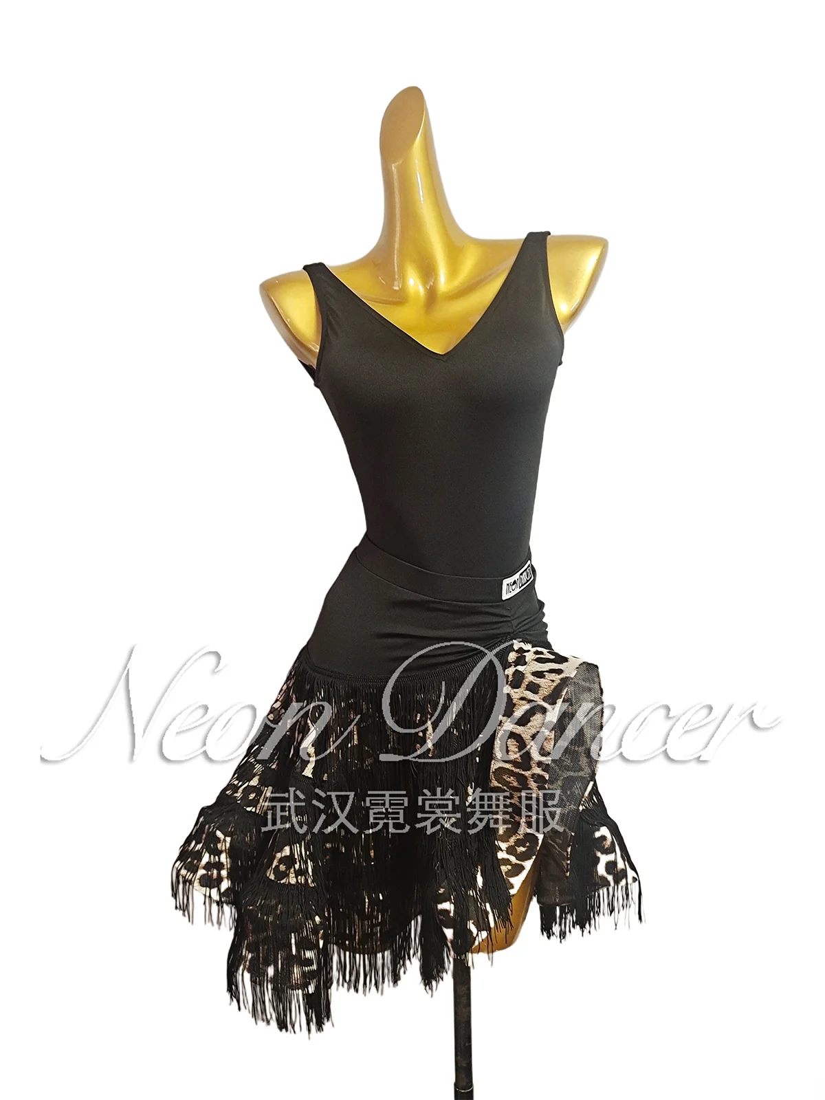 

Neon Dancer New Women's Latin Dance Wear Sleeveless Large Backless Training Suit Large Swing Tassel Skirt