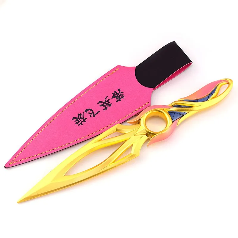 22cm Gold Mystbloom Kunai Weapon Keychain VALORANT Game Peripherals ninja Melee Metal Model Samurai Home Ornament Collection Toy