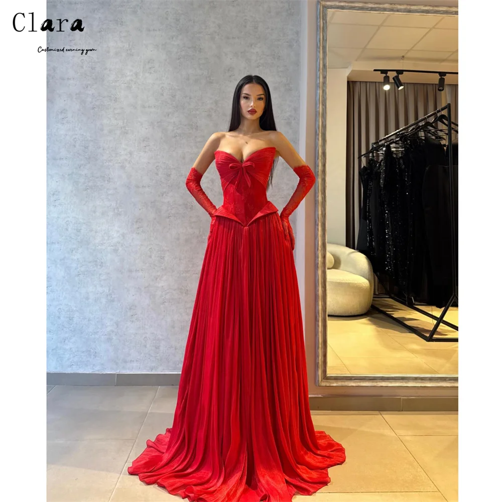 

Clara Custom Red Lace Embroidery A Line Gala Dresses Elegant Evening Party Dresses Luxury 2025 Elegant Woman Dress Women's Prom