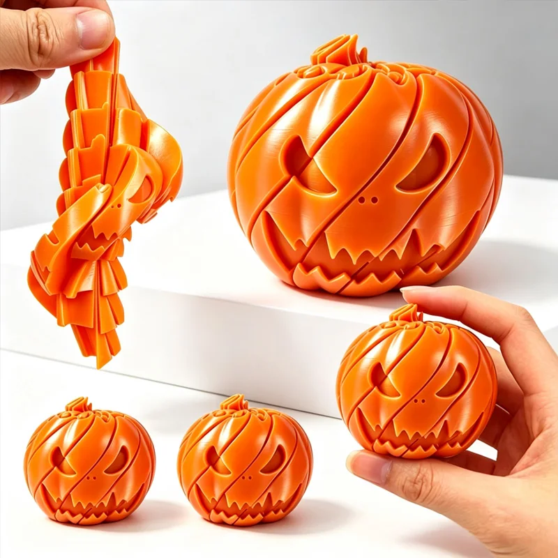 Twisted pumpkin egg 3D printed deformable pumpkin pressure ball, designed specifically for office adults to relieve stress and a
