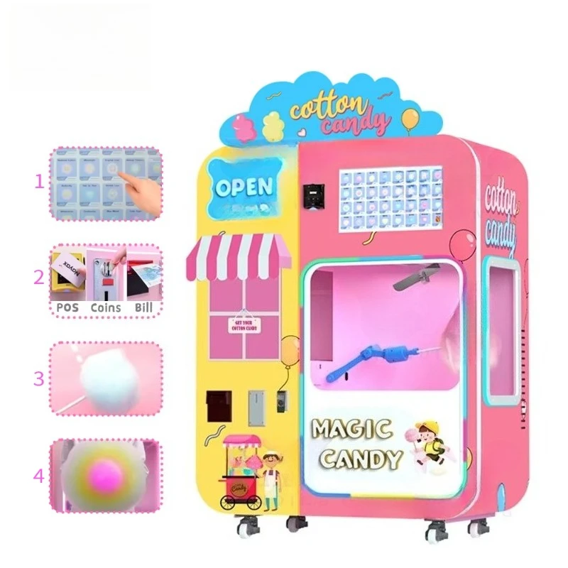 Customized Continuous Working Cotton Candy Vending Machine Long Time Stable Operation Marshmallow Vending Machine For Business