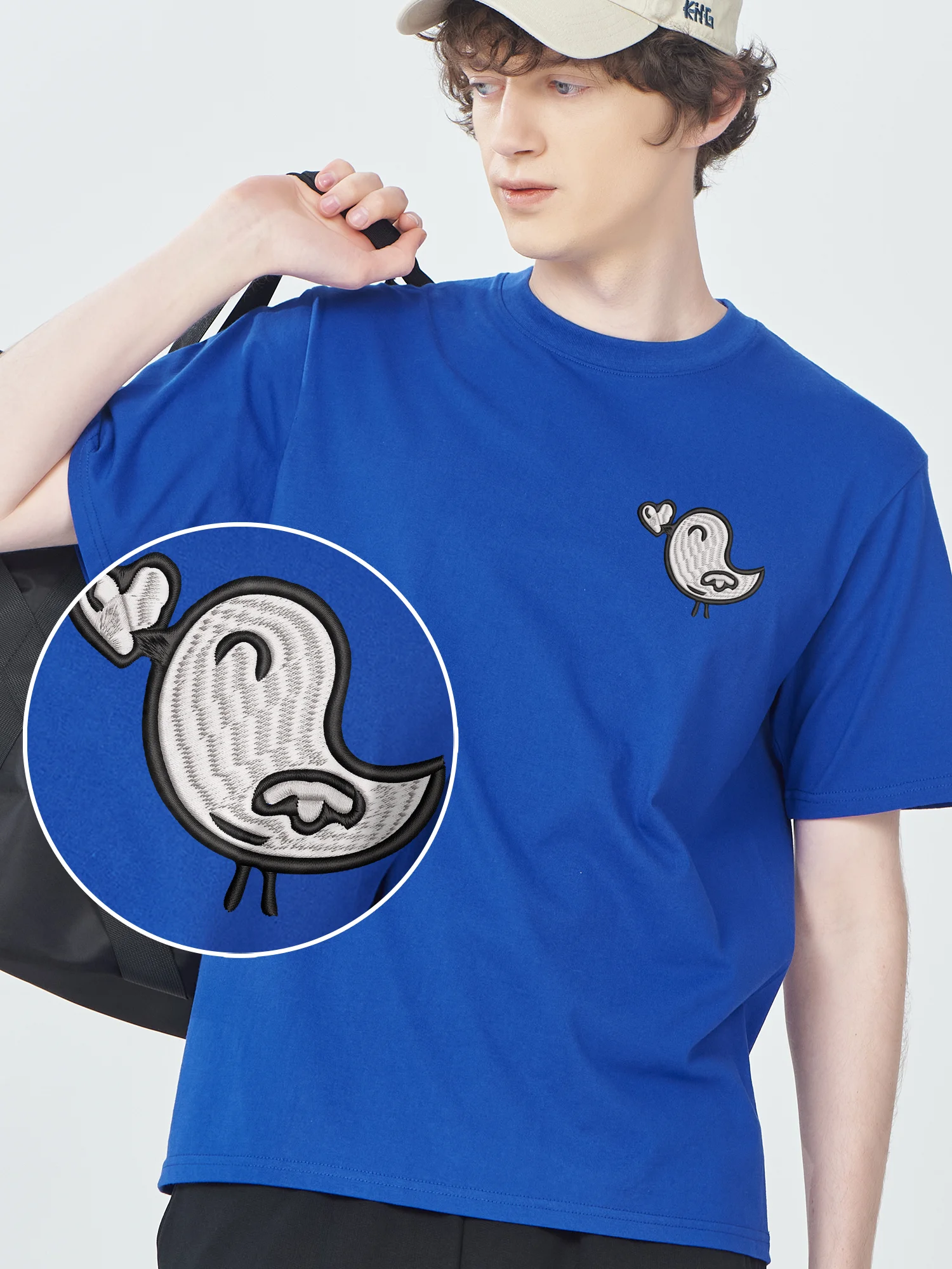 

Delicate Bird Motif Embroidered Cotton T-Shirt Casual Fashion Short Sleeves For Men Women Luxury Designer Clothes