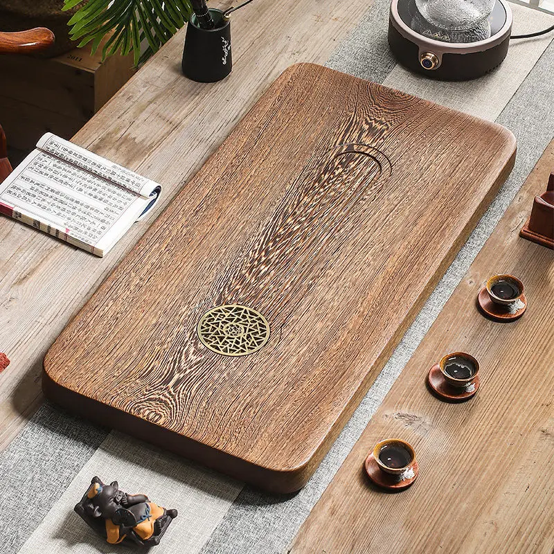 

Роскошный деревянный поднос для чая в китайском винтажном стиле, прямоугольный, с дренажем, для гостиной, Bandeja Madera, товары для дома