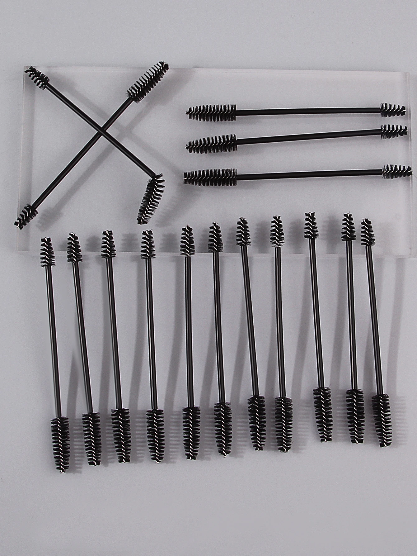 20 pincéis pretos de rímel de duas cabeças, pincéis de maquiagem para olhos de cerdas macias, pincéis espirais para cílios e sobrancelhas, ferramentas de maquiagem portáteis