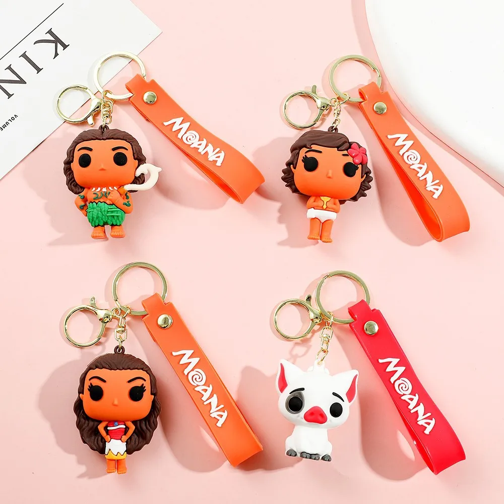 Disney Movie Character Moana & Maui Silcone Pendant Keychains for Men Women Movie Fans Keys Holder Keyring Gifts for Friends