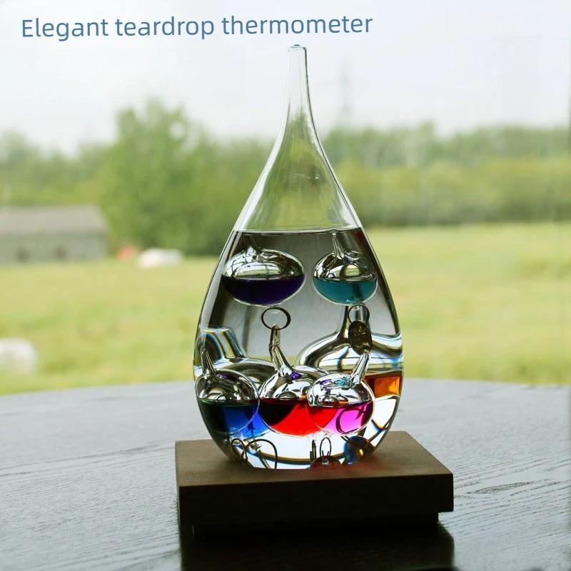 Galileo Thermometer Glass Handicraft Drop-shaped Thermometer Office Decoration Item Gift Home Living Room Decorations