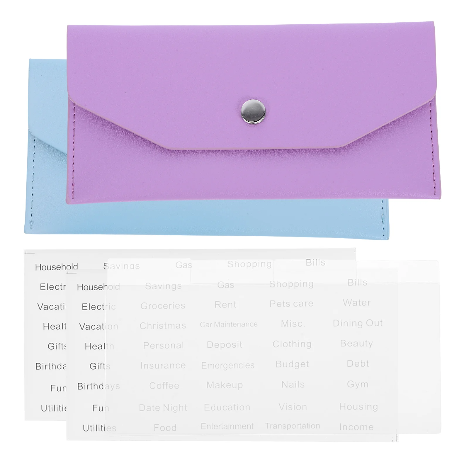 

2 Sets Reusable Pu Cash Wallet Money Organizer For Women Men Compact Storage For Cash Checks Receipts Bank Cards Daily