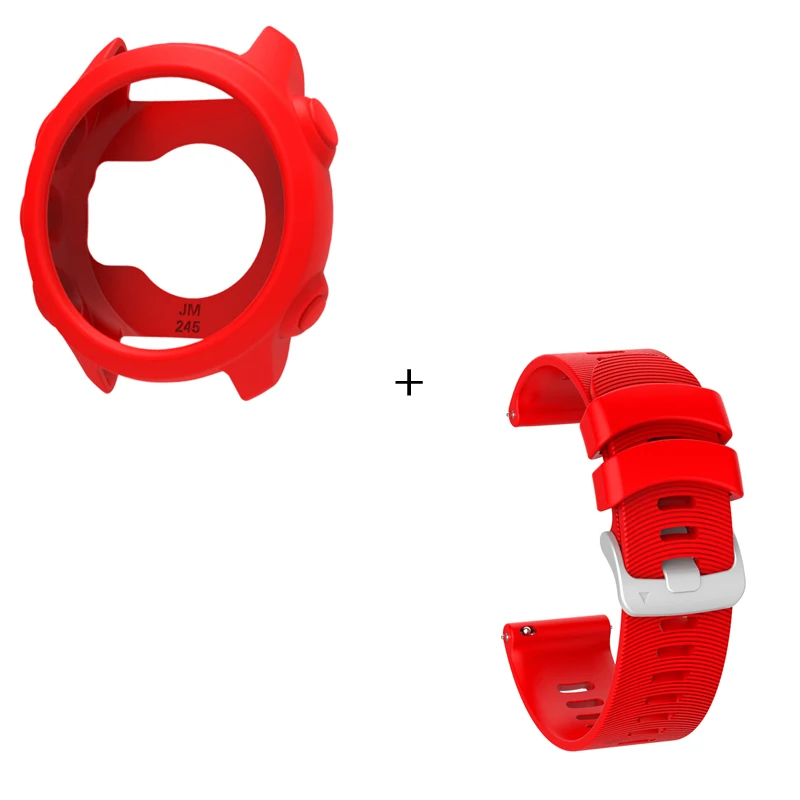 1Set Protective Skin Silicon Soft Case Cover Bumper  + Strap For Garmin Forerunner 245 Smart Watch Straps Wristband Belt