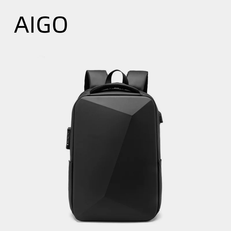 AIGO Men Business Travel Backpack EVA Hard Shell Laptop Backpack TSA Lock Shoulder Bag Anti-Theft Backpack For School Mochila