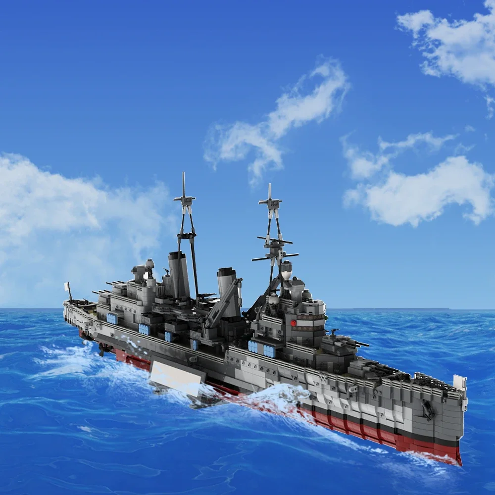 Gobricks MOC HMS Belfast 1939 مجددة WW2 نموذج الطوب WW2 سفينة حربية عسكرية بنة مجموعة ألعاب تعليمية لجمع الهدايا