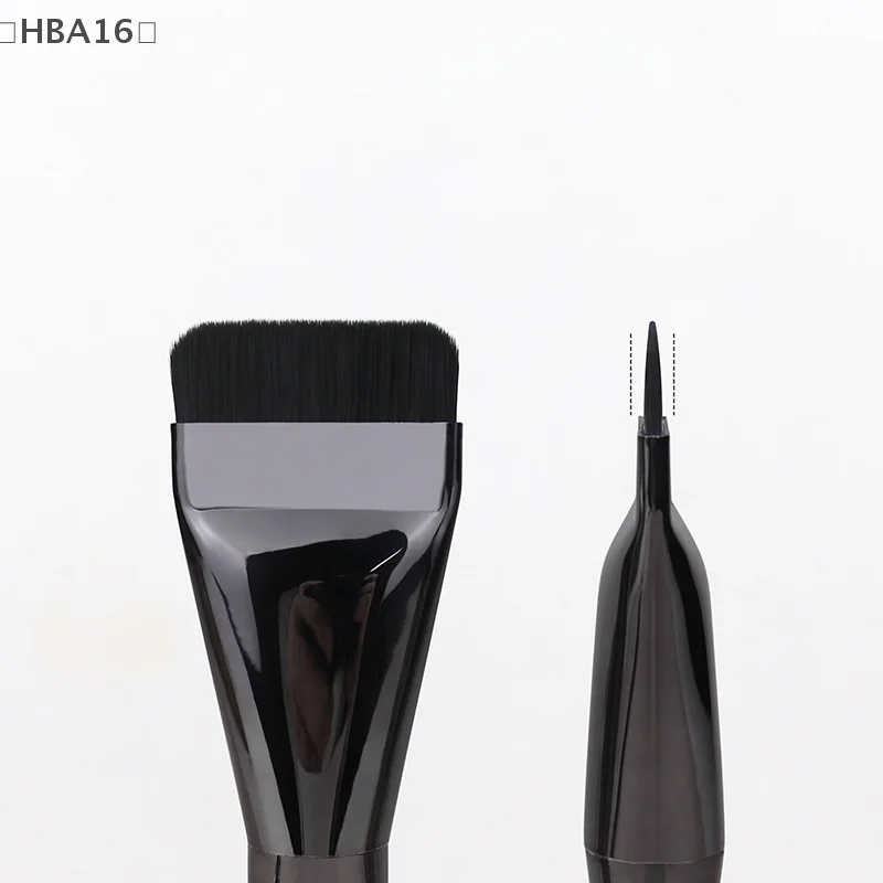 〔HBA16〕Flat-head Foundation Brush And Black Makeup Puff Blender Sponge Ultra-thin Head Traceless Concealer Applicator Tool