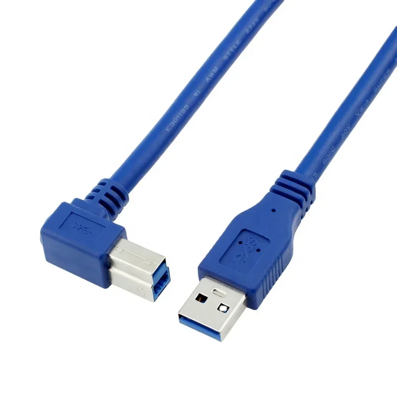 الزاوية اليمنى USB 3.0 نوع A ذكر إلى نوع B كابل ذكر 2 متر 2.5 متر 3 متر لمحطة الإرساء ، محركات الأقراص الصلبة الخارجية ، الماسح الضوئي ، الطابعة