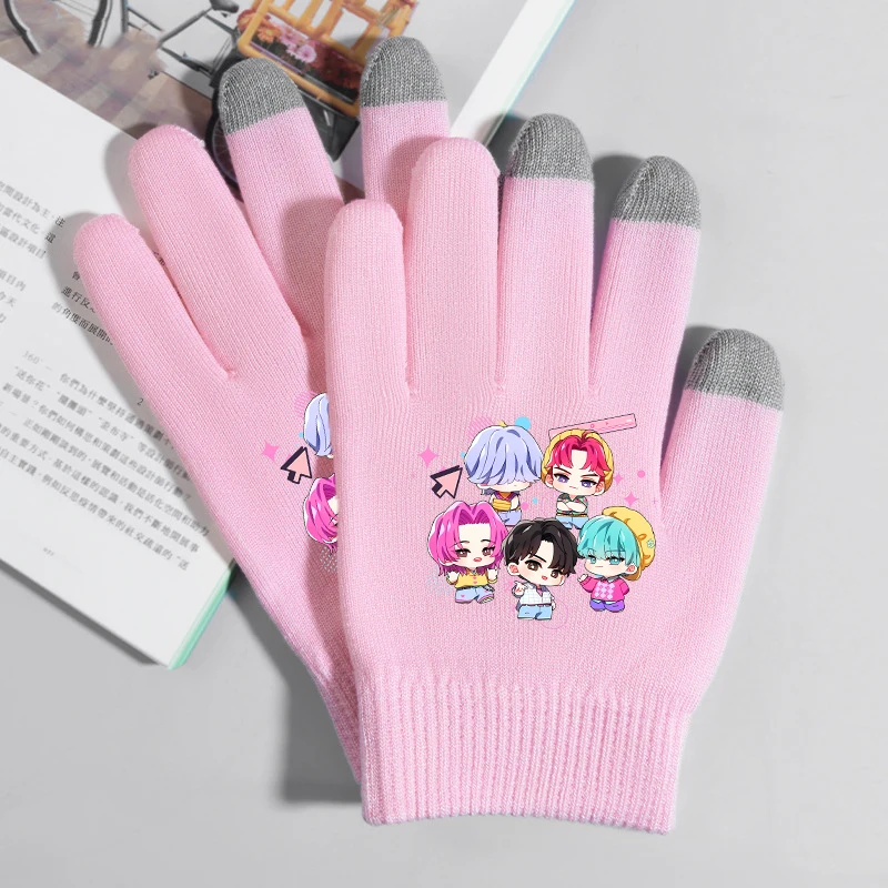 

KPop Demon Hunter Gloves Autumn Outdoor Shopping Windproof Gloves Cute Cartoon Anime Pattern Gloves Children's Birthday Gifts