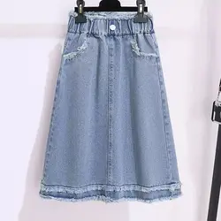 Kids Girls Tassels Mid Length Skirt 2025 New Teenage Girls Casual Denim Jean Skirts Spring Summer Clothing Japanese Korean Style