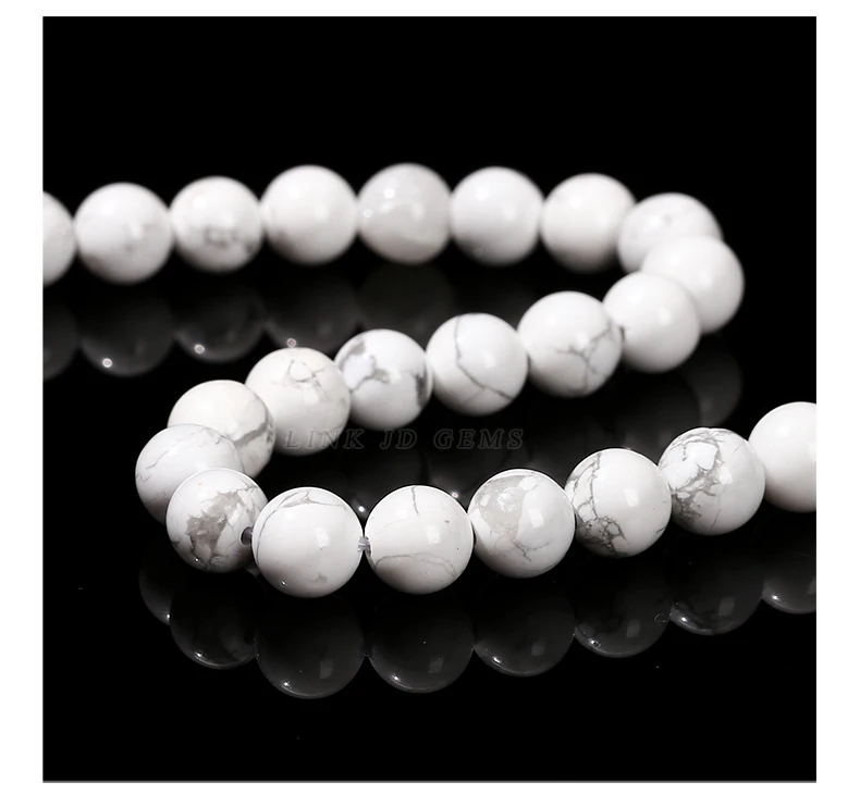 Nat￼rliche Stein Wei￟ T￼rkis Perlen Runde Lose Spacer Howlite F￼r Schmuck Handgemachte Armband Diy Halskette Zubeh￶r 15" – Detail 6