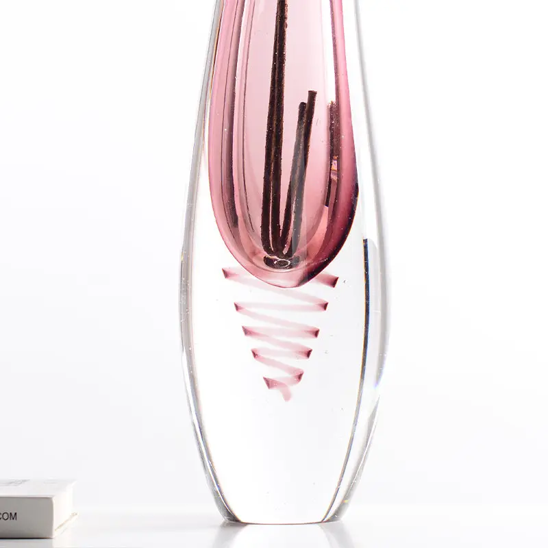 Art glazed high vase, light luxury high-end wabi-**** wind living room TV cabinet ornament, thickened glass flower ware