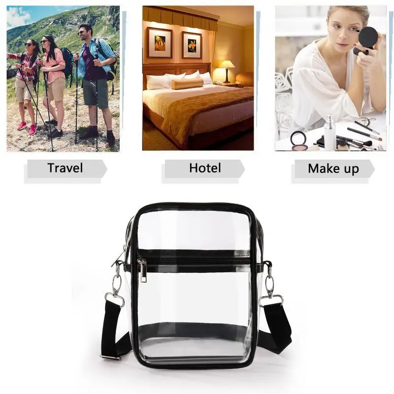 Transparente Taschen für Damen, leichte, stadiontaugliche PVC-Tasche mit Reißverschluss für Konzerte, Reisen, Veranstaltungen und den Alltag – Detail 11