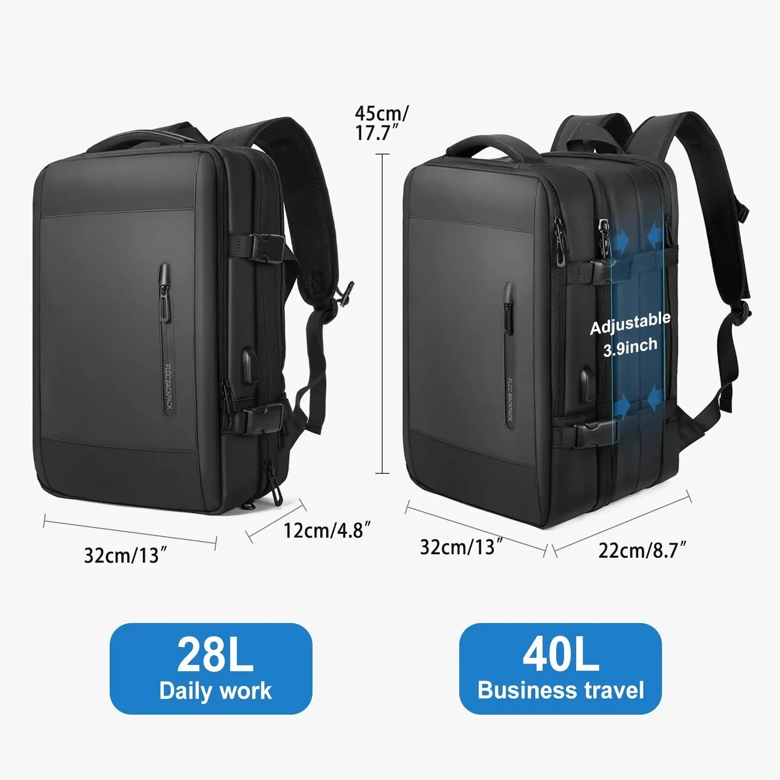 40L Large Capacity Men Travel Backpack Carry on 17\