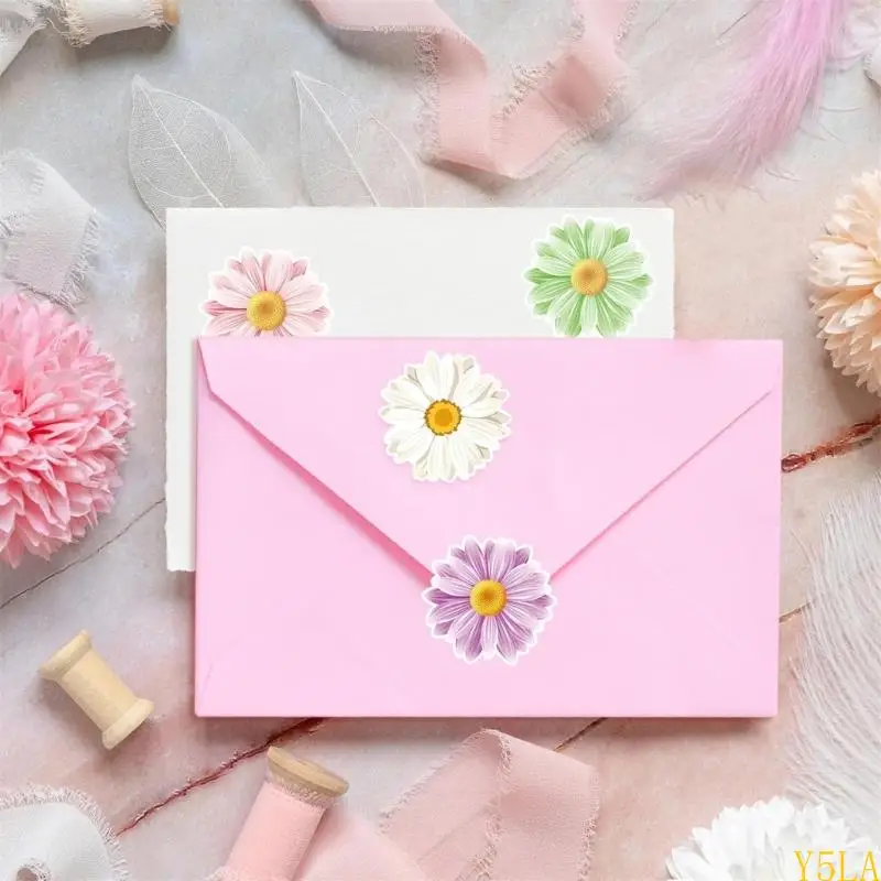 Y5LA Colorful Flower Sticker Decorative Sticker Gift Box Sticker Decal Laptop Sticker
