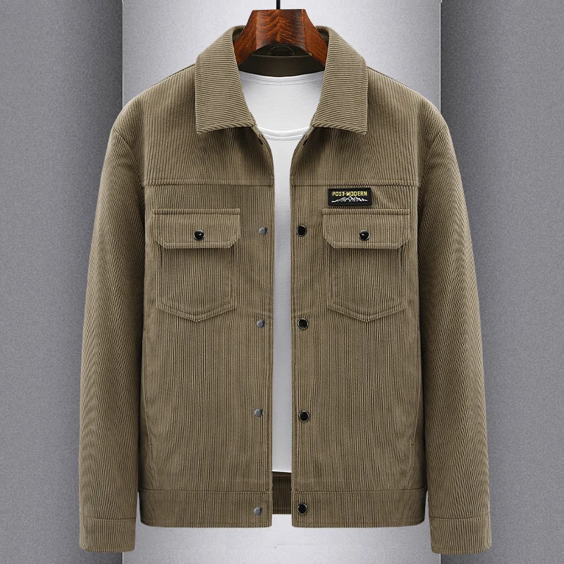 

Мужская короткая куртка в стиле ретро, весенне-осенняя, новая модель, вельветовая, с множеством карманов, рабочая одежда, с квадратным воротником, модная городская верхняя одежда