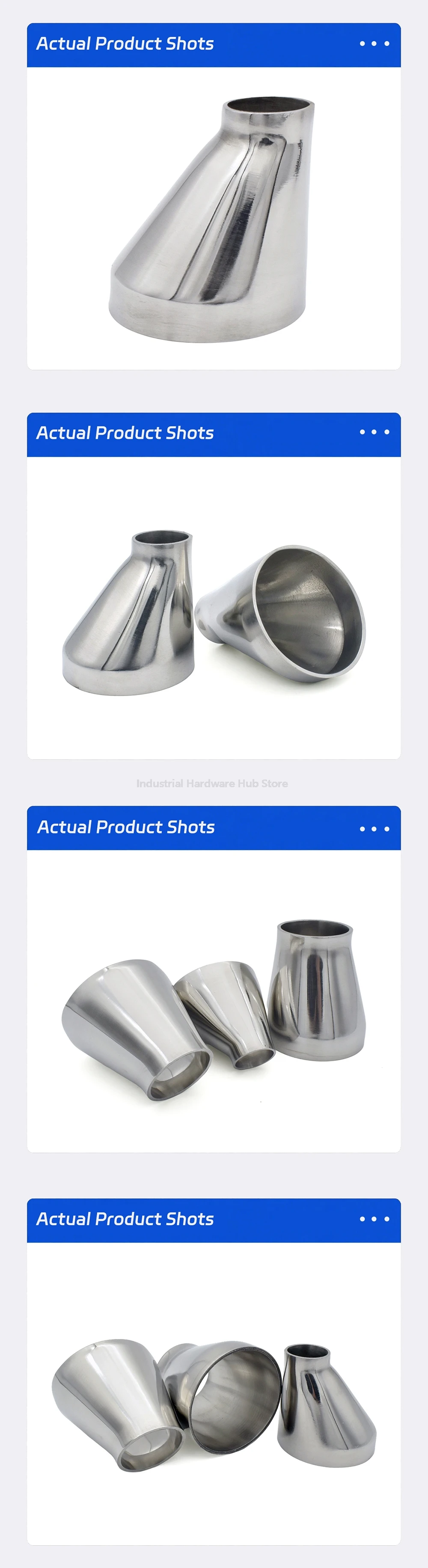 Exzentrische Reduzierstange, geschweißte Rohrverschraubung, 19/25/32–102 mm Außendurchmesser, SS304-Edelstahl, Sanitär für Lebensmittel, Brauerei und Pharmazeutika – Detail 4