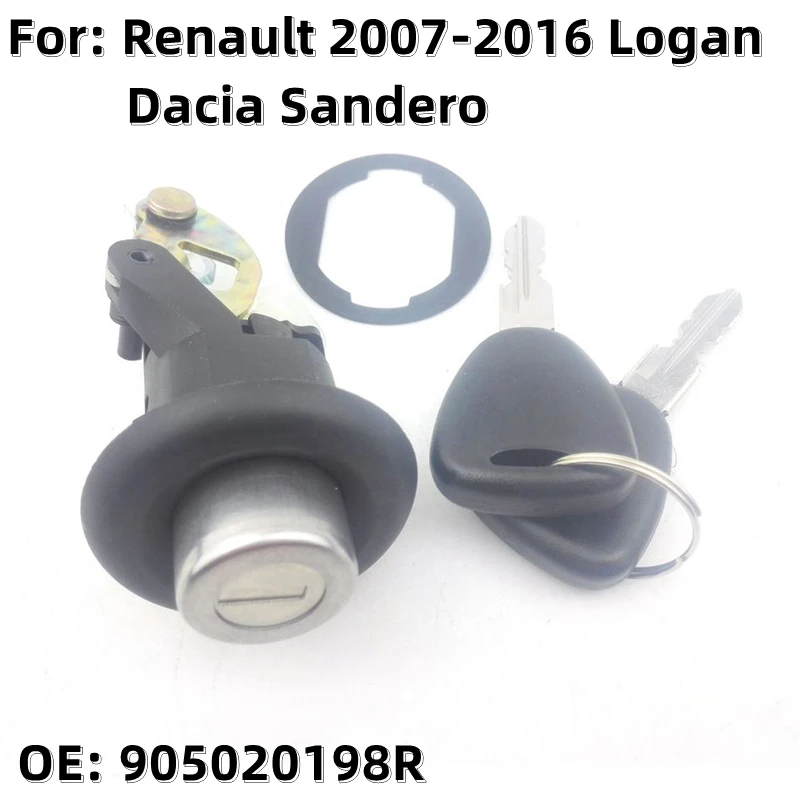 FLYBETTTER-cilindro de cerradura de maletero OEM, cilindro de cierre de puerta automático para Renault Logan Dacia Sandero 905020198R, 2007-2016, con 2 llaves de piezas