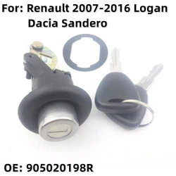 FLYBETTTER OEM blokada bagażnika Cylinder samochodowy Cylinder zamka drzwi do 2007-2016 Renault Logan Dacia Sandero 905020198R z kluczem 2Pcs