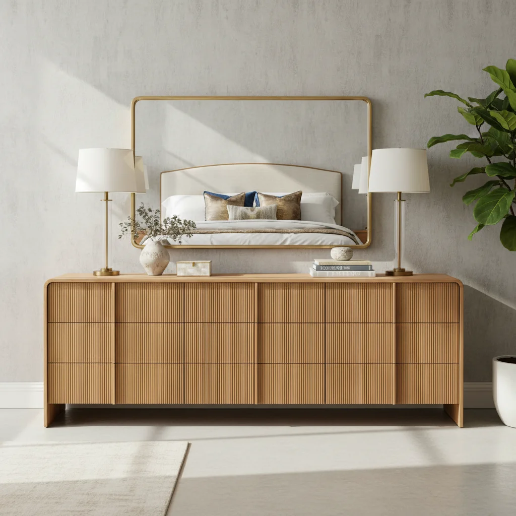 # New Arrival Customization Modern American Design Bedroom Furniture Sets Oak Wood 9 Drawer Dresser