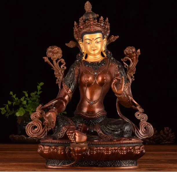 $800 # 12 inch GOOD Buddha Buddhist bless family Safety efficacious Bodhisattva Tara Green statue