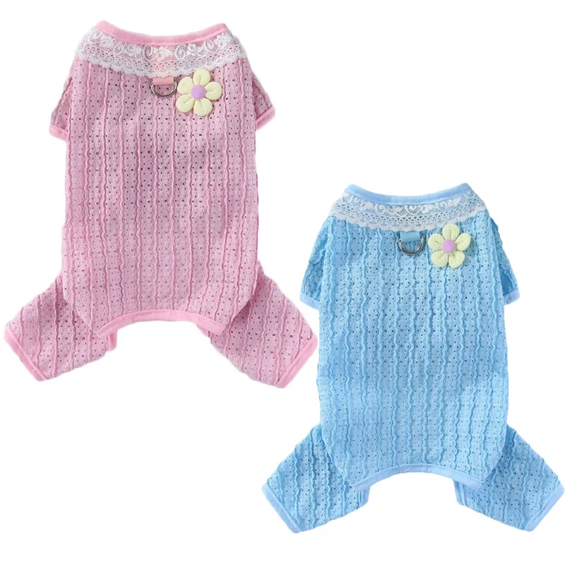 

Mesh Dog Clothes Summer Thin Pink Blue Jumpsuit Pajamas For Small Dogs Yorkie Chihuahua Puppy Kitten All-In-One Overalls Pyjamas