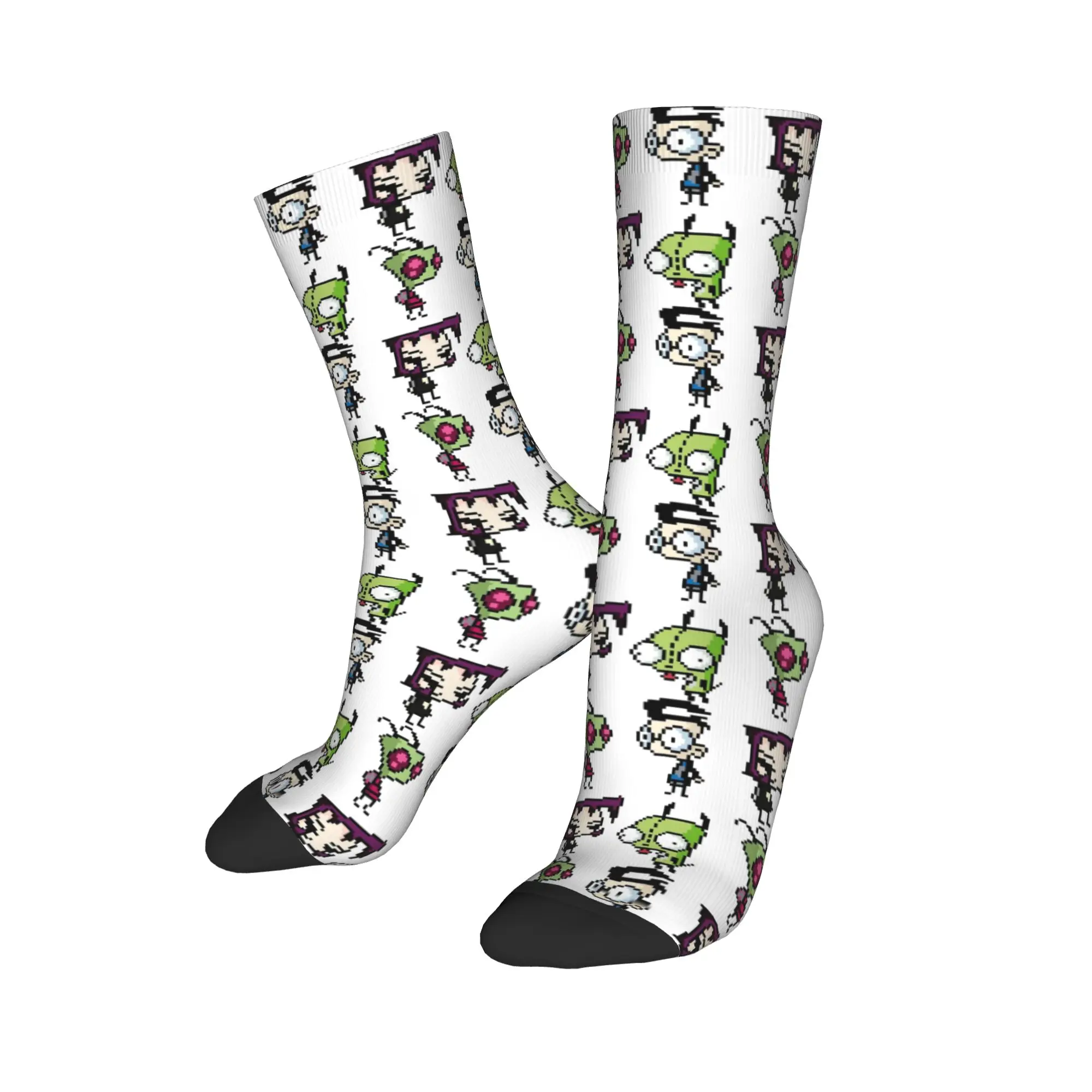 8-Bit Invader Zim Characters Socks Men Women Polyester Casual  Socks Harajuku Spring Summer Autumn Winter Middle Tube Socks Gift