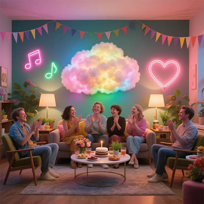 التحكم الصوتي الموسيقى إيقاع RGB الرعد سحابة مصباح ضوء الليل لديكورات غرفة الألعاب #2