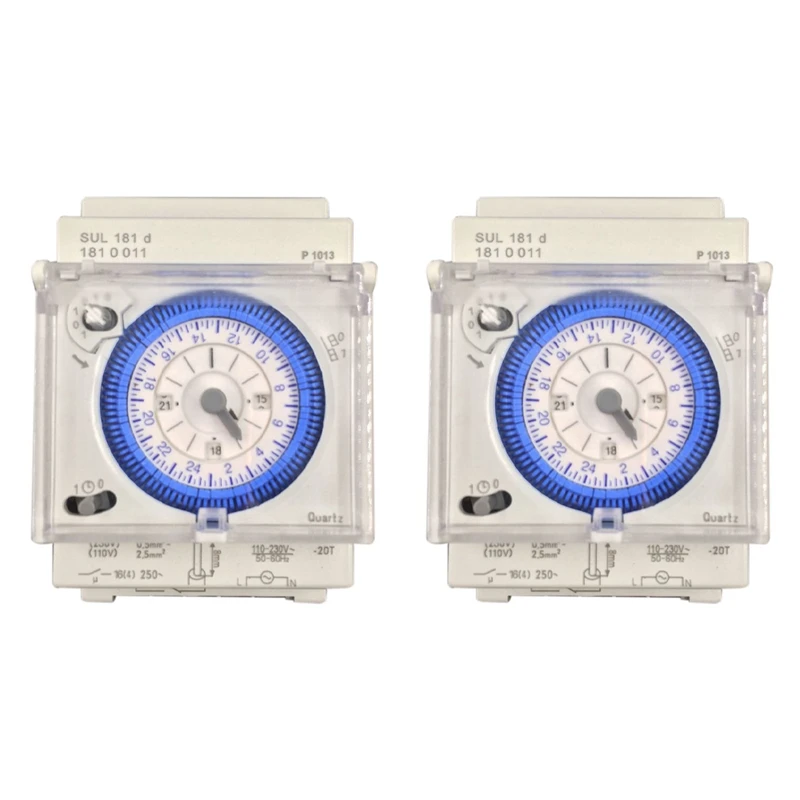 

HOT-2X Analog Mechanical Timer Switch 110V-220V 24 Hours Daily Programmable 15Min Setting Time Switch Relay SUL181D Hot