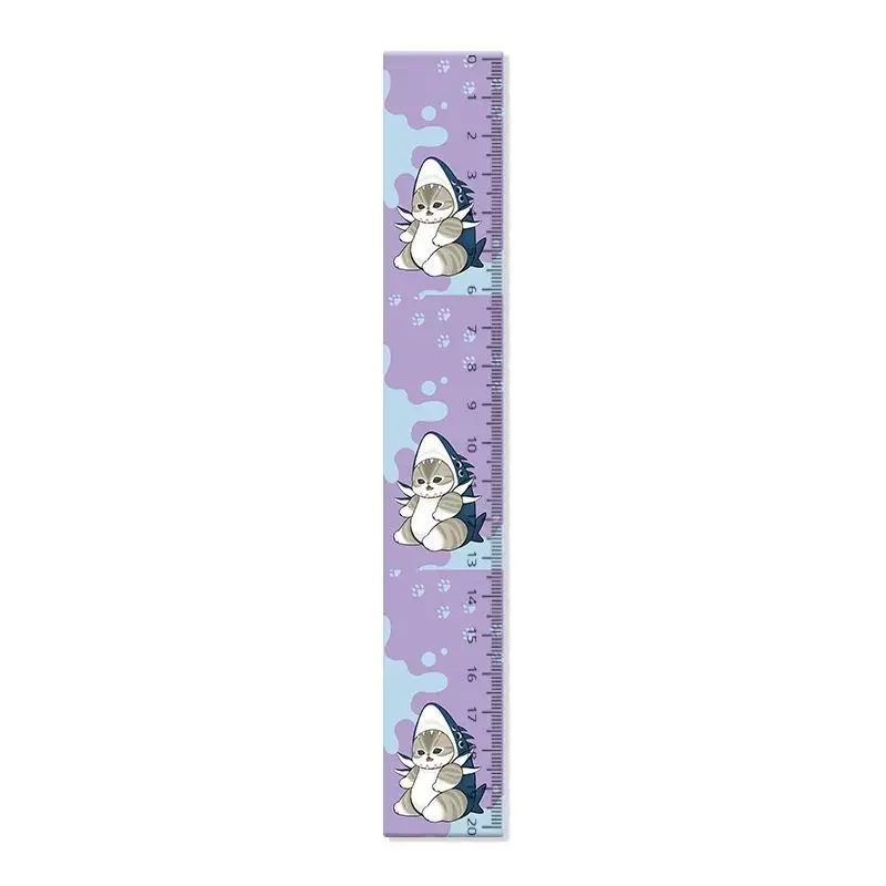 Kawaii Mofusand Shark Cat Cartoon Plastic Ruler 20cm Drawing Measuring Scale Ins Style School Office Stationery Supplies