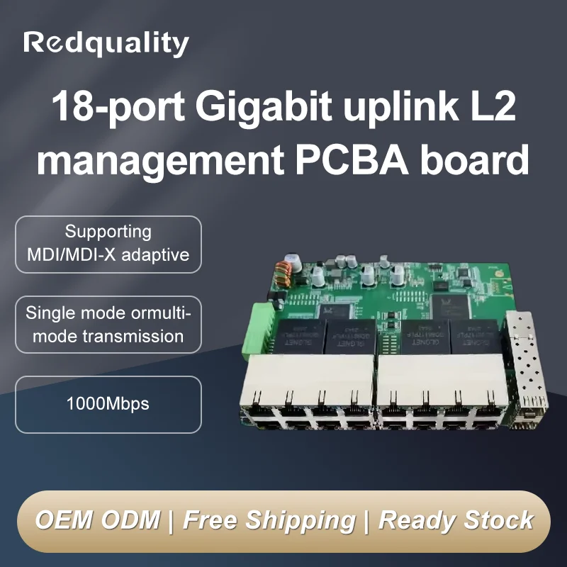 

Gigabit uplink L2 management industrial grade 2G16E SFP Ethernet switch PCBA board 2*1000Mbps SFP ports+16*100Mbps RJ45 ports