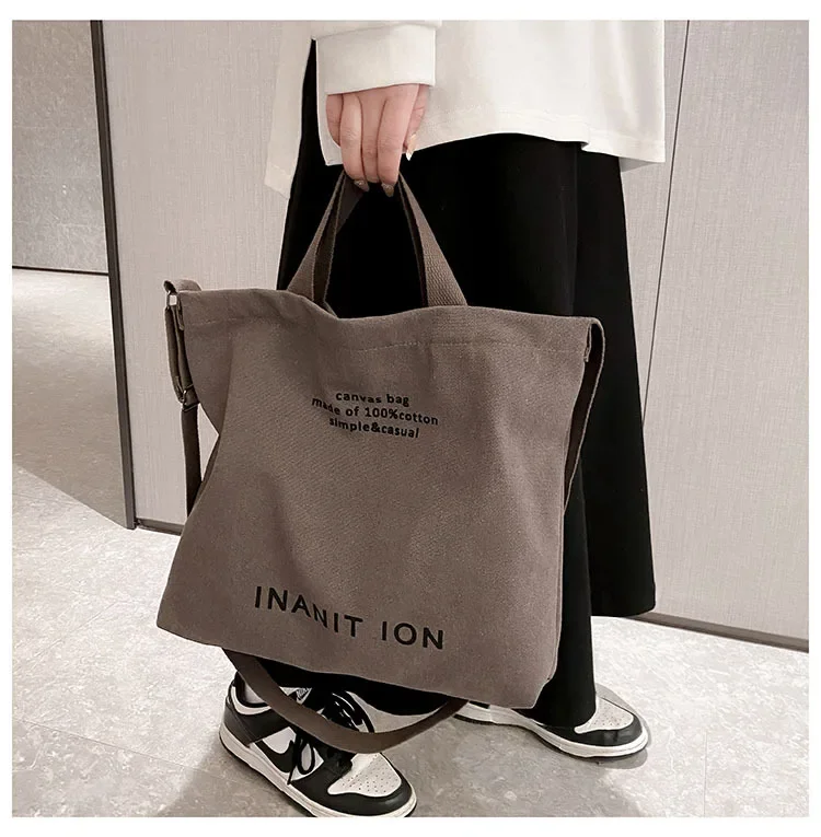 Japanische Minimalistische Canvas-Umhängetasche, Robuste Waschbare Handtasche mit Großer Kapazität, Schultertasche für Studenten & Tägliches Tragen – Detail 37