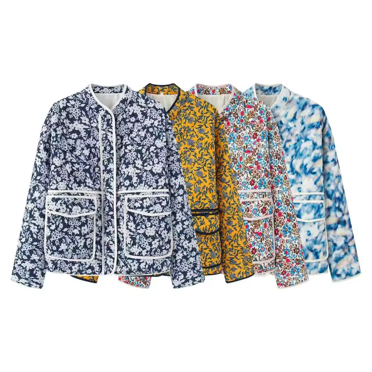 

Faionable mat Cotton Jaet Women's Stand Collar Embroidered Outerwear Autumn Winter New Arrival Cross-Border