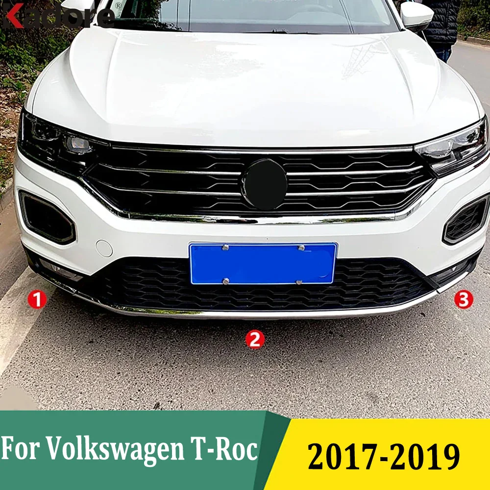 For Volkswagen VW T-Roc TROC 2017 2018 2019 Front Grill Bumper Cover Trim Decoration Car Accessories Styling Stainless Steel