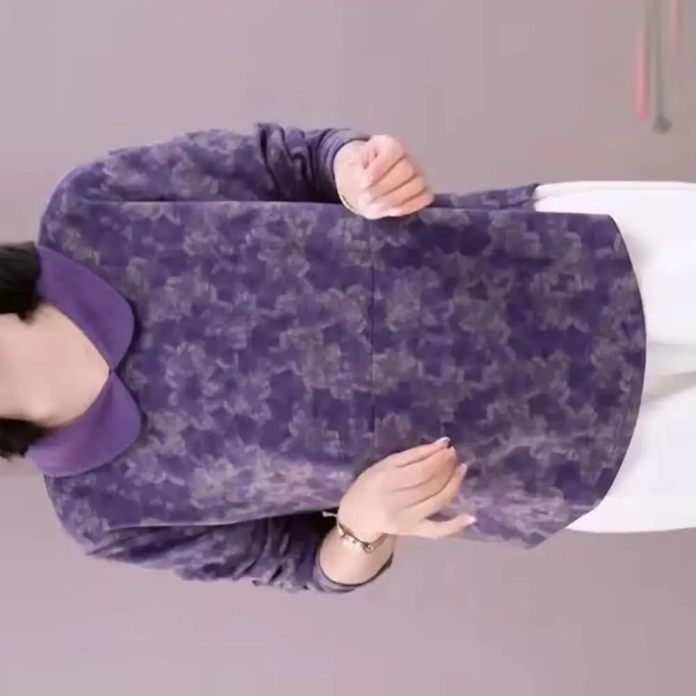 

2026 Spring Violet Velvet Women's T-Shirt Mother Cashmere Sweater Female Loose 0uter Wear Bottoming Ladies New Tops Coat