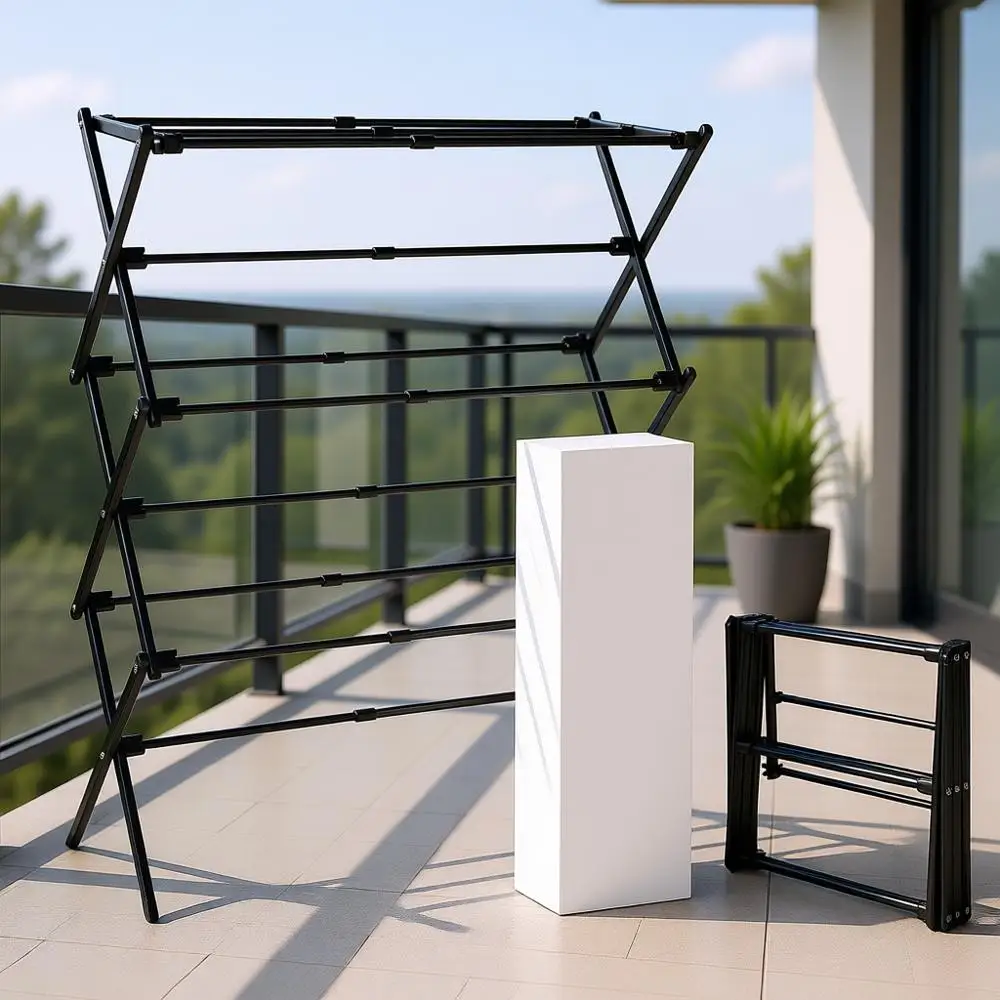 

Компактная складная сушилка для белья - портативная, для использования на улице и в помещении, черная, 37.5x29x12