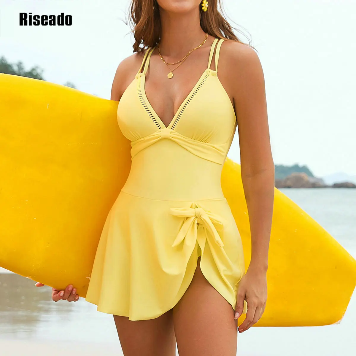 Fashion Beach One Piece Swimdress Swimsuits for Women Tummy Control Swim Dresses Skirt Bathing Suit Belly Control Big Size