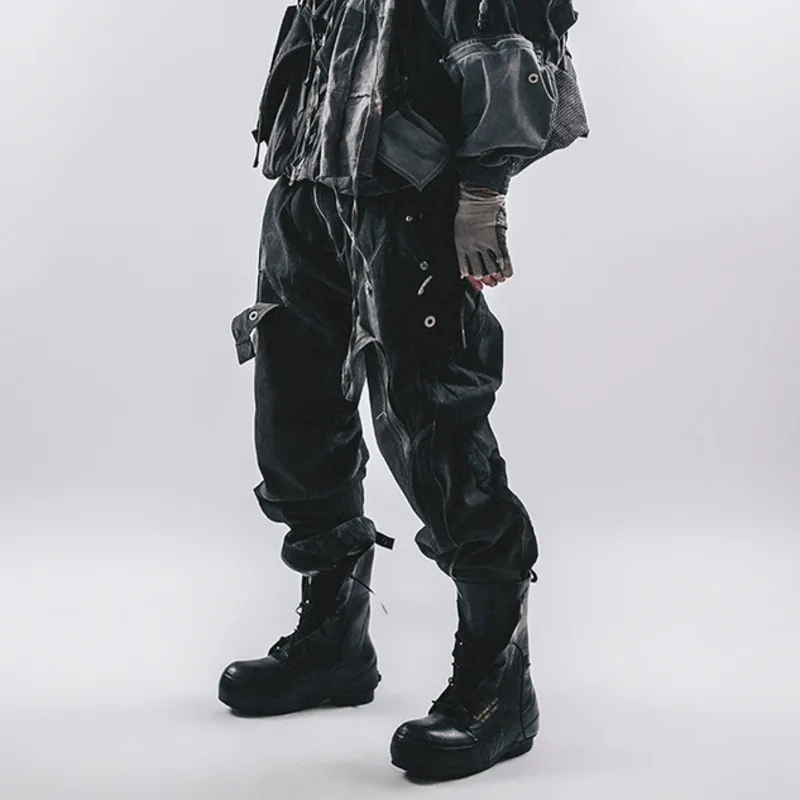 HKSH 2026 Spring New Men Tide Waste Land Style Vintage Outdoor Multi-Pocket Wide-Leg Adjustable Loose Casual Cargo Pants HK17063
